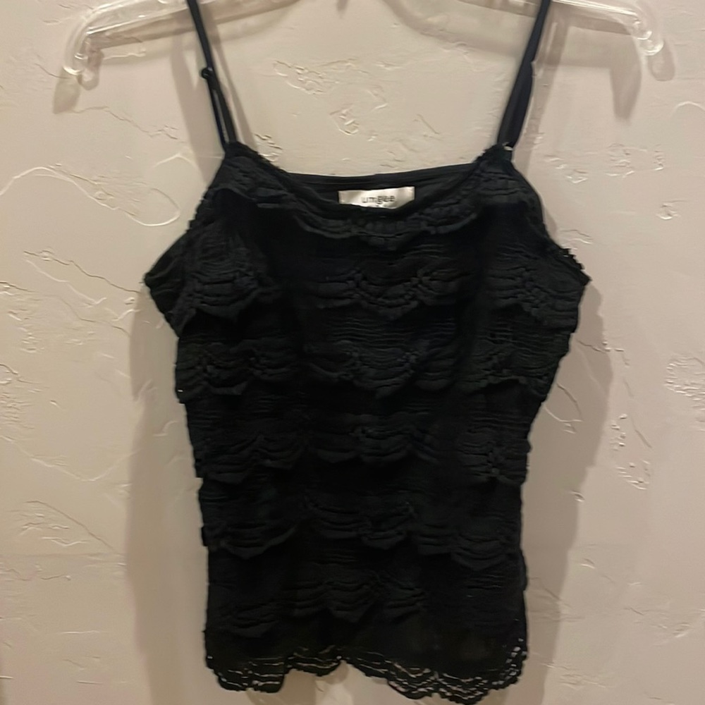 Umgee crochet black ruffled cami. Size Large